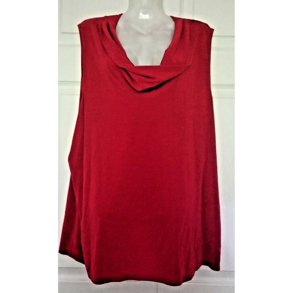 Kathy Ireland Women's Red Top Sleeveless Drape Neckline Liquid Knit Plus Size 2X